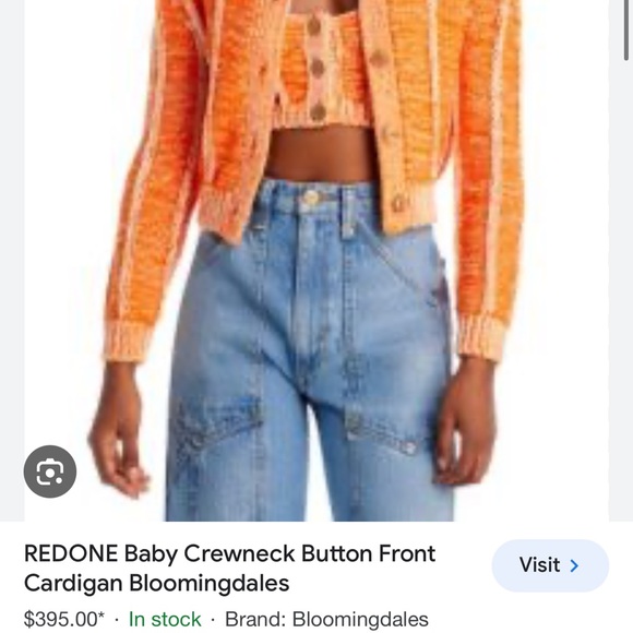 NWT Re/Done orange knit sweater bra top - Picture 4 of 5